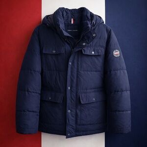 Tommy Hilfiger Navy Hooded Puffer Coat Men’s Large